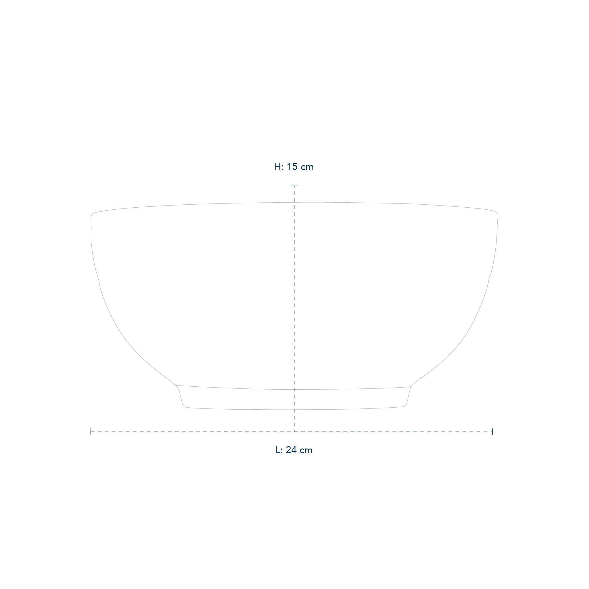 Line drawing of Black Fluted Mega Bowl 310CL